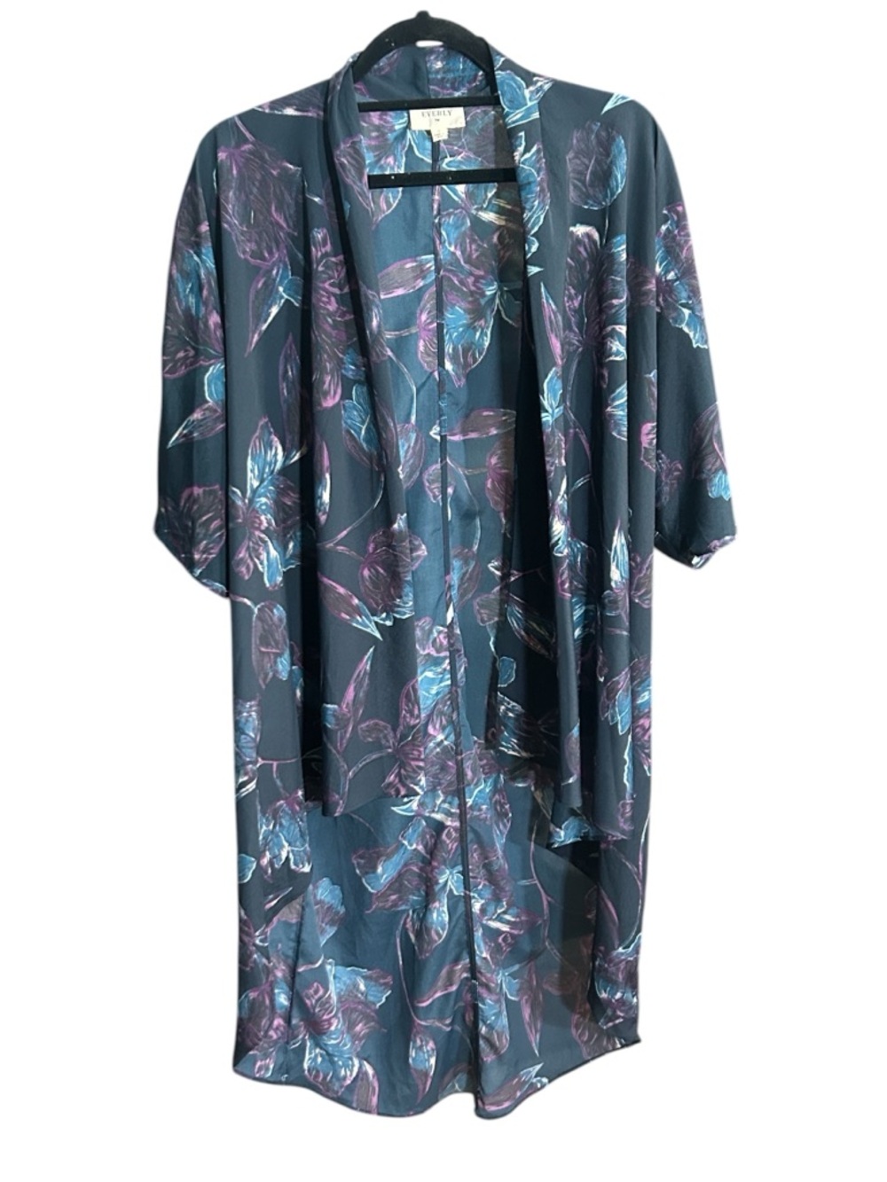 Navy & Violet Floral Kimono